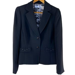 Tahari Arthur S. Levine Black Blazer w/Shiny Black Metal Buttons & Studs Size 6